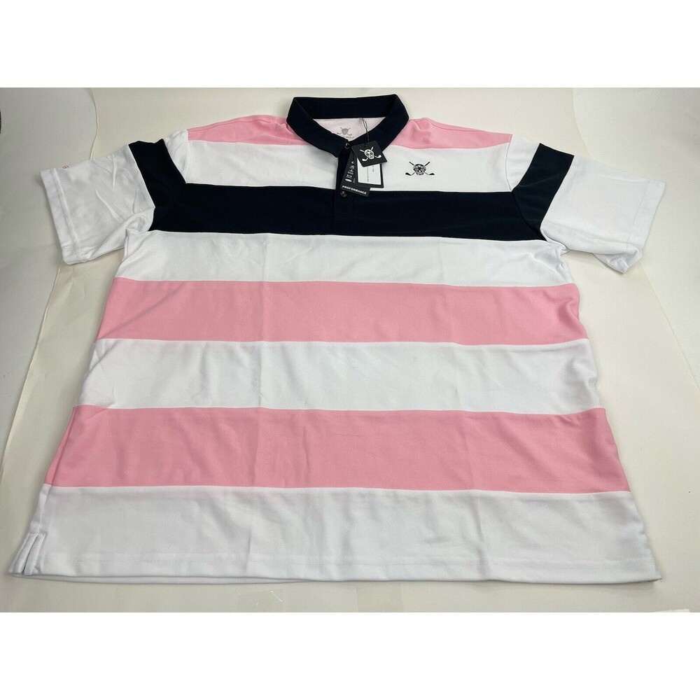 NWT CHUCO GOLF Equus Pink white Black rugby style SS polo size 3XL skull logo